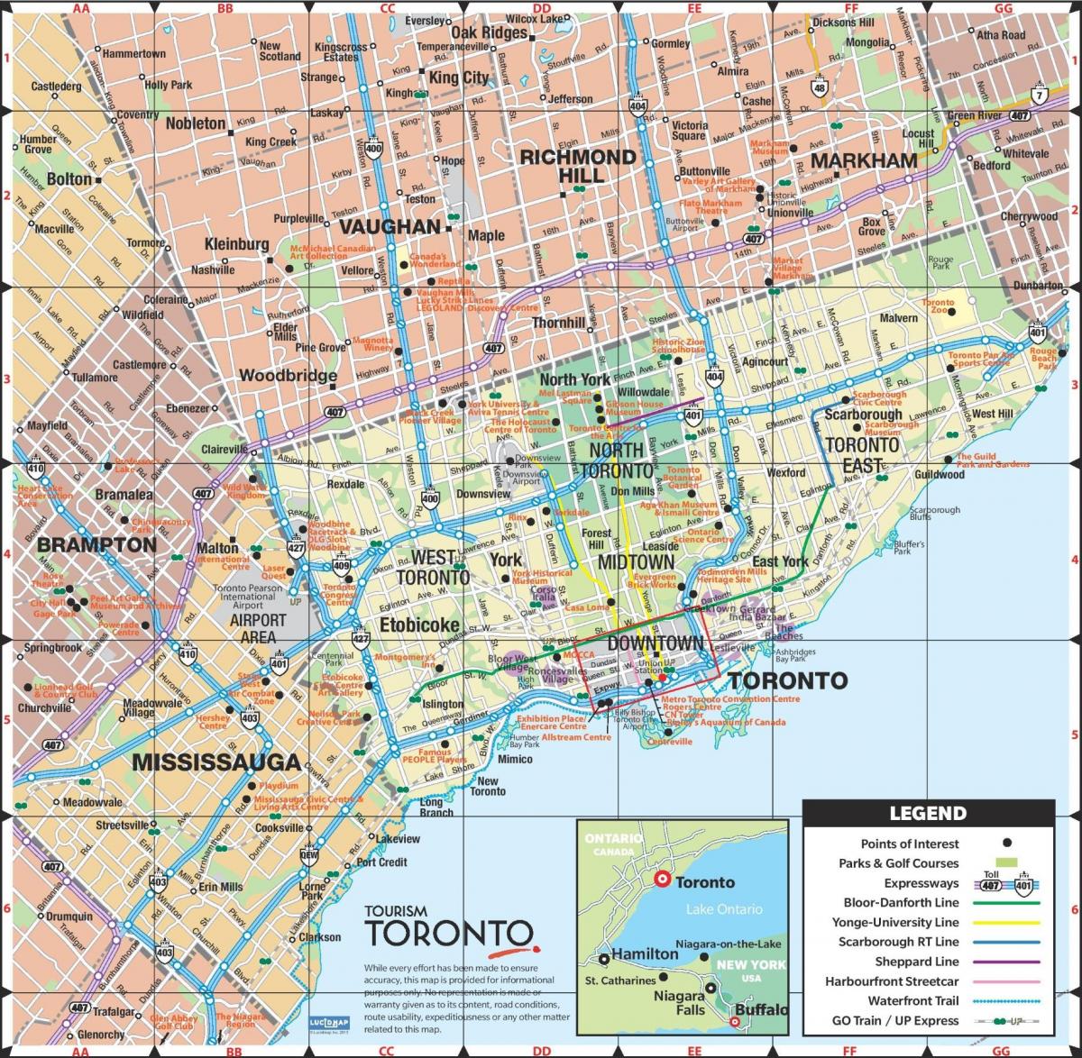Área de Toronto mapa