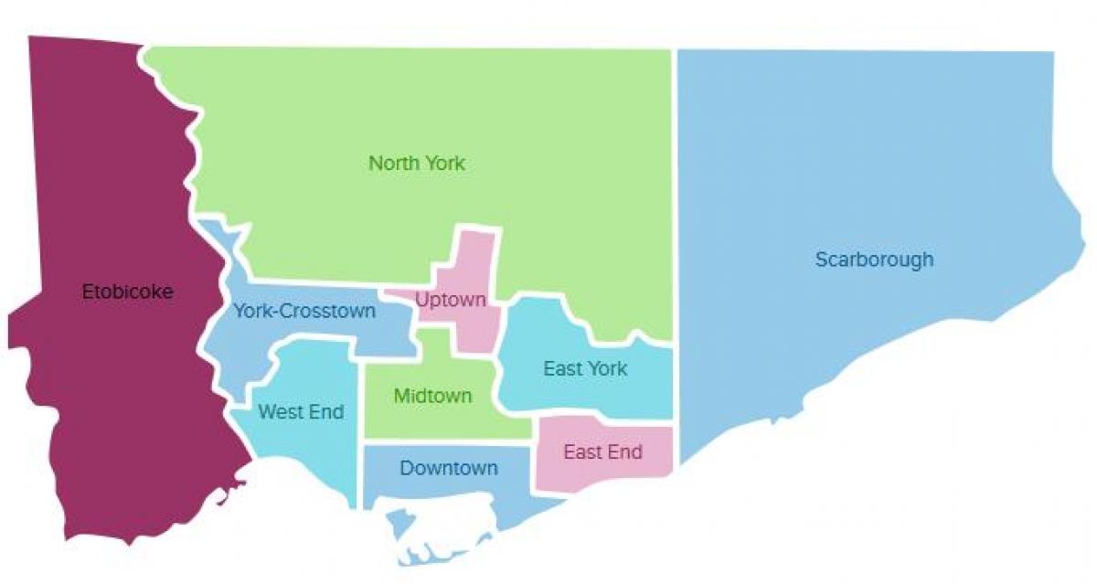 mapa de bairros de Toronto