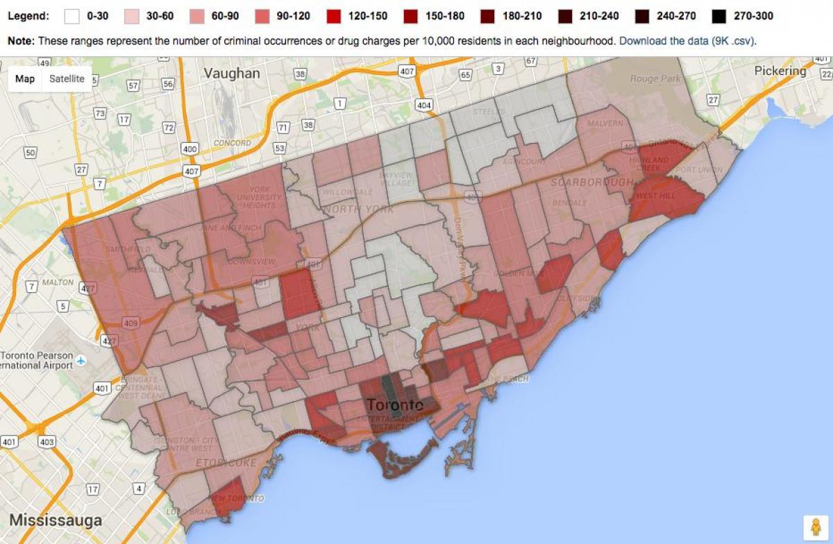 crime mapa de Toronto