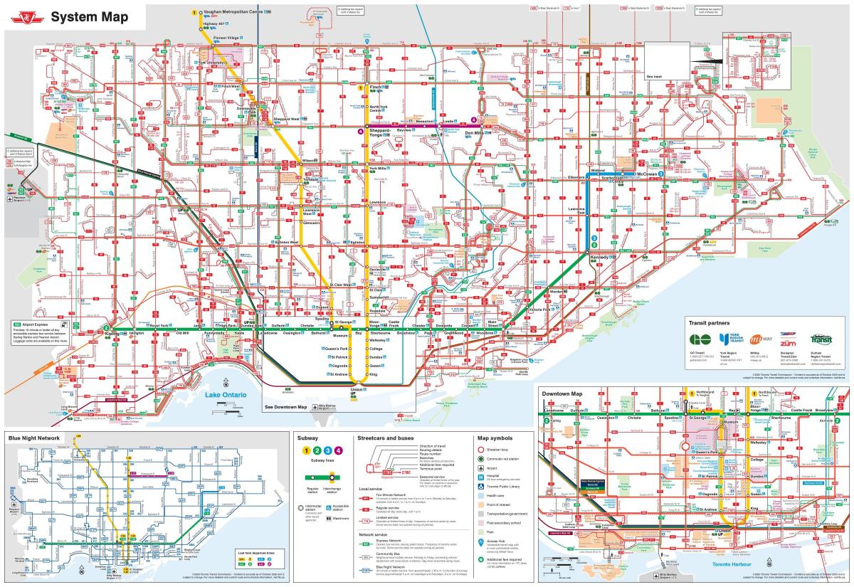 ttc ônibus mapa de Toronto