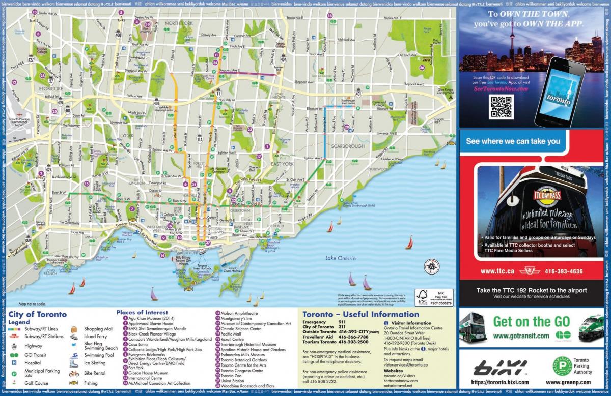 dos turistas mapa de Toronto
