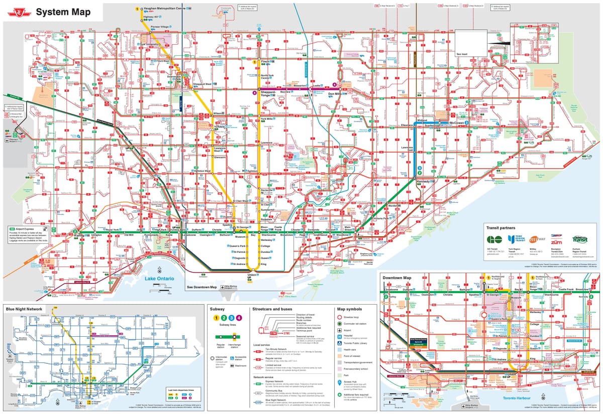 ttc mapa de rotas de ônibus