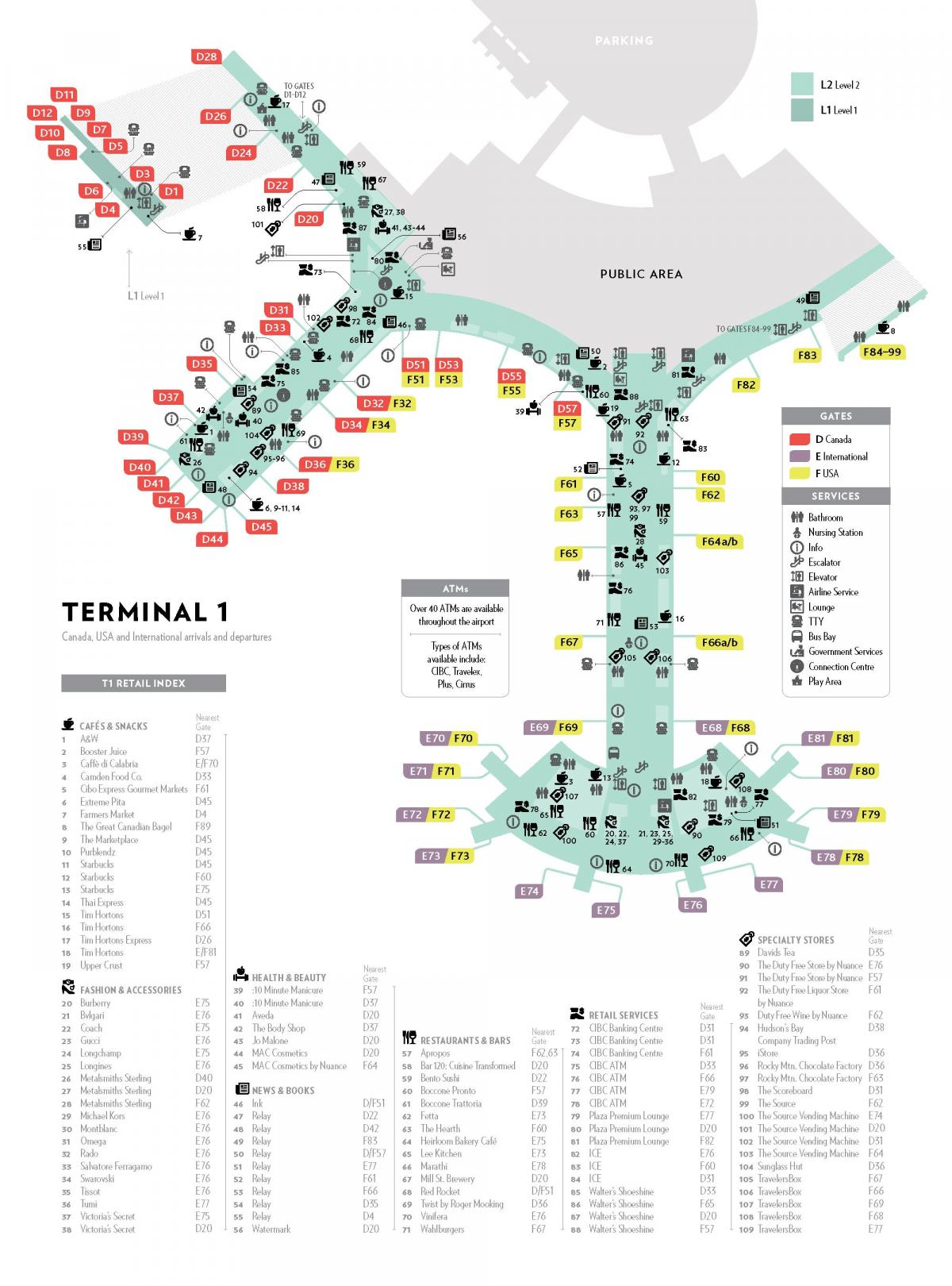 mapa de yyz terminal 1 mapa