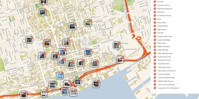 Mapa das atracções de Toronto