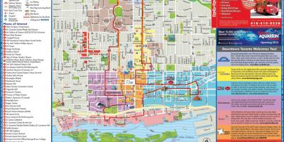 Mapa de Toronto hop on hop off tour de ônibus
