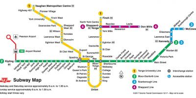 Toronto mapa de linhas do metrô