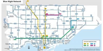 Mapa de ônibus noturno de Toronto